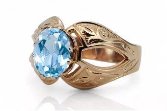 Bijoux vintage Anneau Aigue-marine Or rose 14 carats vintage d'origine vrc135r